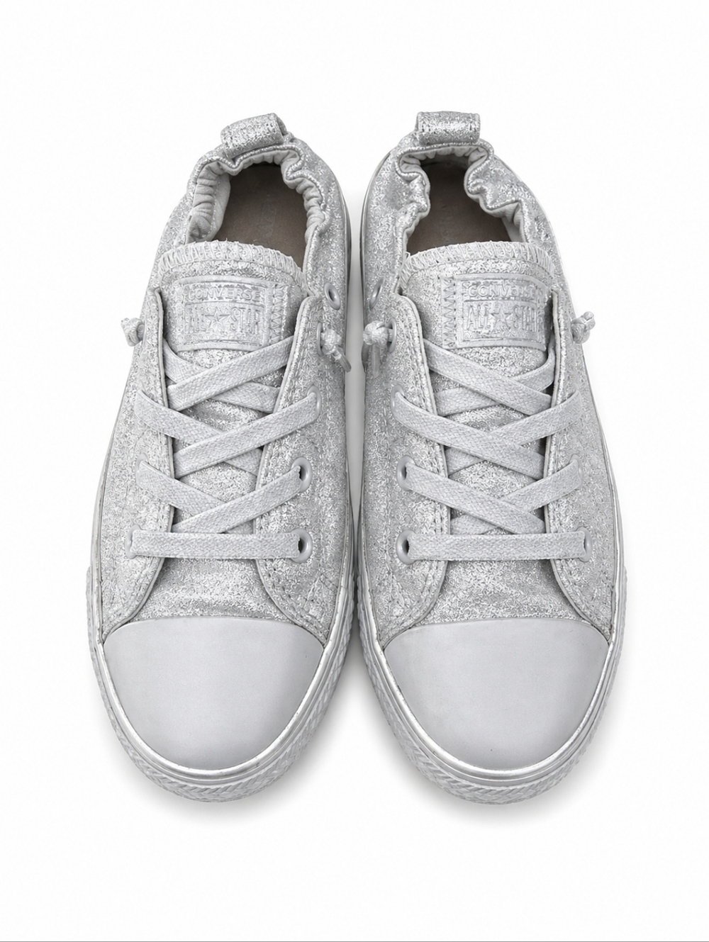 Converse All Star Chuck Taylor Shoreline Silver Glitter Low Sneakers Sz 5 Trendy